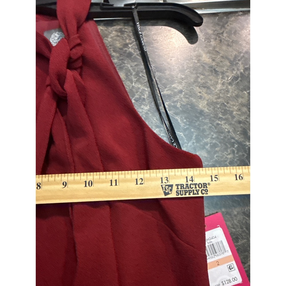 Vince Camuto Halter Tie Neck Sheath Dress Bordeaux Red Size 2 casual minimalist - Picture 6 of 8